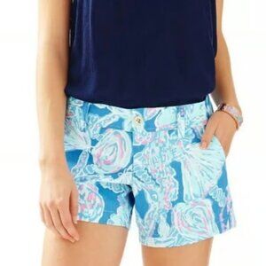 Lilly Pulitzer Callahan Into the Deep Blue Pink Shell Shorts, size 6